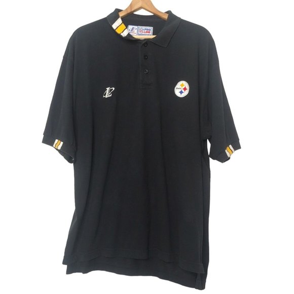Pittsburgh Steelers Pro Line Logo Athletic Mens XL Polo Shirt Black Embroidered - Picture 1 of 8